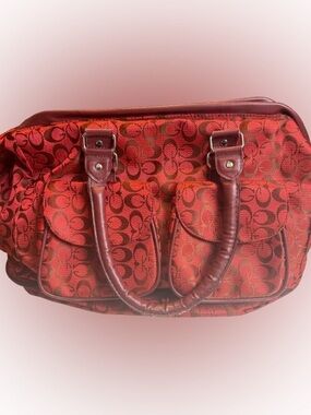 Guess Red Signature Monogram Tote Bag